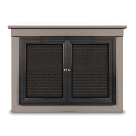 United Visual Products 60"x36" 2-Door Enclosed Letterboard, Green Felt/Cherry UV2625O-CHERRY-GREEN